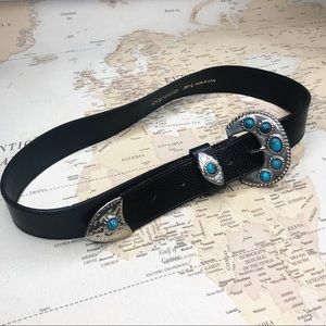 Vintage Black Belt Turquoise Details Capezio M L
